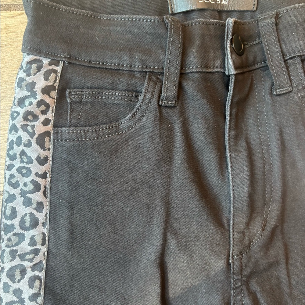 Joe’s Jeans High Rise Skinny Ankle Jeans Leopard Side Stripe Black Size 23 NWT - Picture 6 of 11